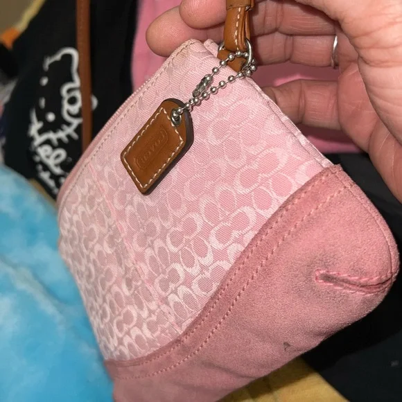 Coach wristlet. Well loved. Pink monogrammed. - Picture 4 of 6